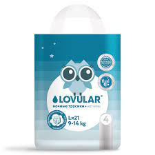 Трусики-подгузники Lovular HOT WIND ночные L (9-14кг) №1 (21)