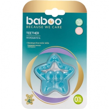Прорезыватель для зубов BABOO Звезда силиконовый 4мес+