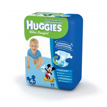 Подгузники Huggies Ultra comfort для мальчиков 4+ (10-16кг) №1 (17)