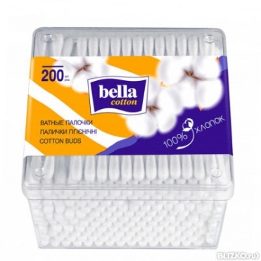 Ватные палочки Bella, квадратная упаковка №200