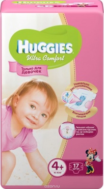 Подгузники Huggies Ultra comfort для девочек 4+ (10-16кг) №1 (17)
