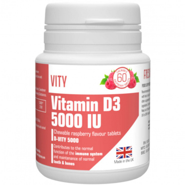 Д-ВИТИ 5000 Витамин Д3 5000МЕ жевательные тб с малиновым вкусом 350мг N60 